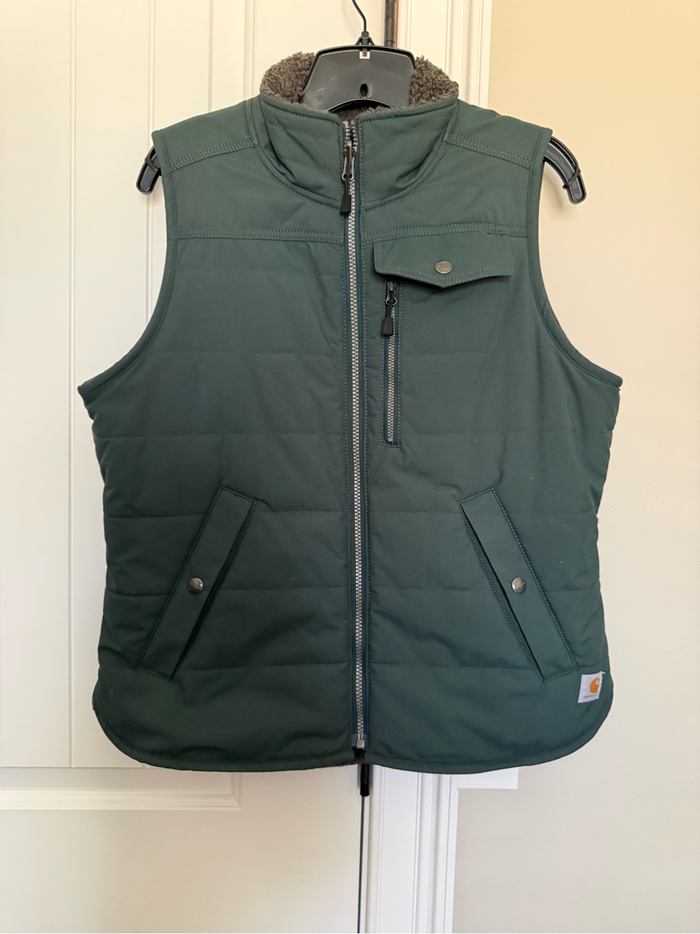 Carhartt Quilted Forest Green Work Vest Reversible Womens